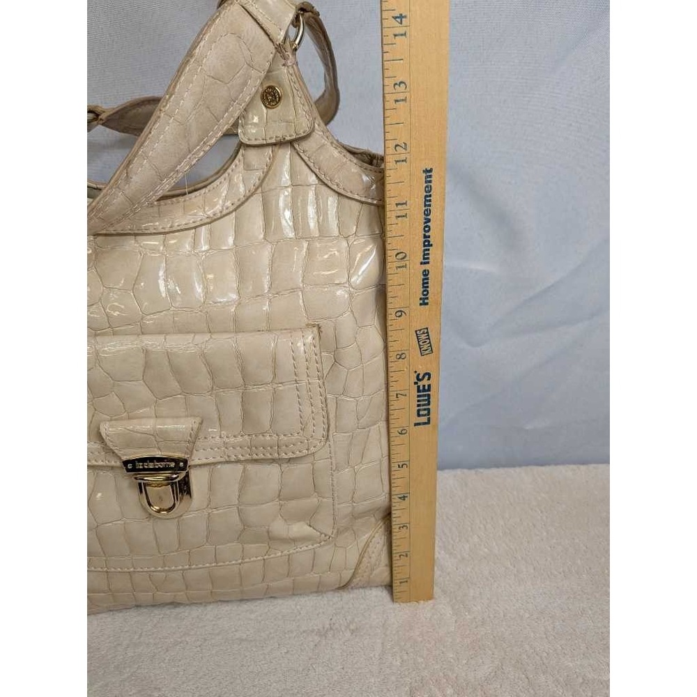 Liz Claiborne Cream Crocodile Embossed Patent Leather Shoulder Handbag - Picture 7 of 11